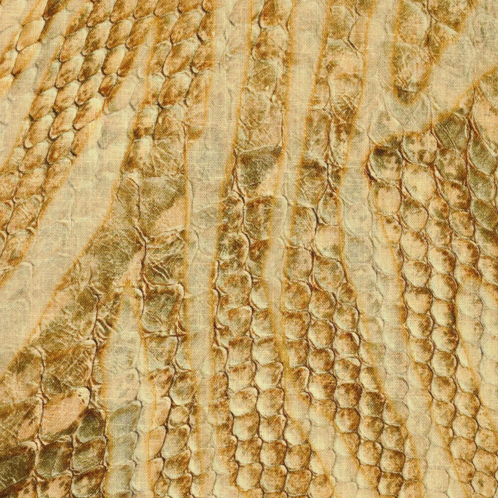 Viscose Linnen Digitaal Snakeskin Goud Bruin Viscose Linnen Digitaal Snakeskin Goud Bruin