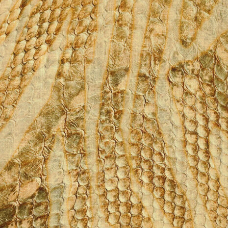 Viscosa Lino Digital Piel de Serpiente Dorado Marrón Viscosa Lino Digital Piel de Serpiente Dorado Marrón