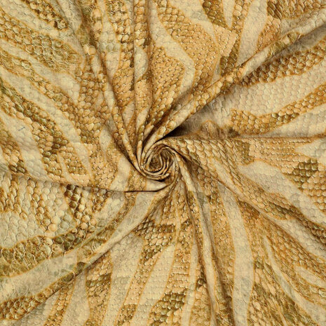 Viscose Linnen Digitaal Snakeskin Goud Bruin Viscose Linnen Digitaal Snakeskin Goud Bruin