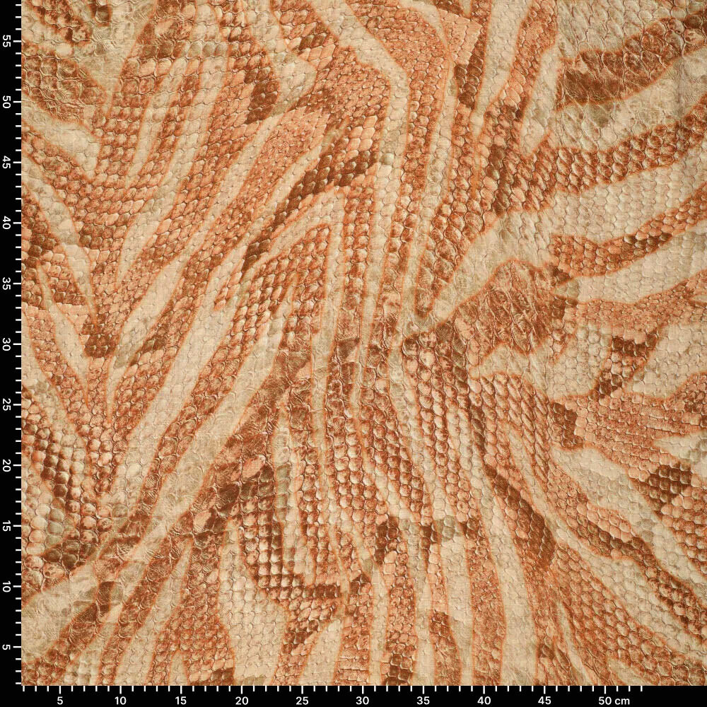 Viscose Linnen Digitaal Snakeskin Terracotta Viscose Linnen Digitaal Snakeskin Terracotta
