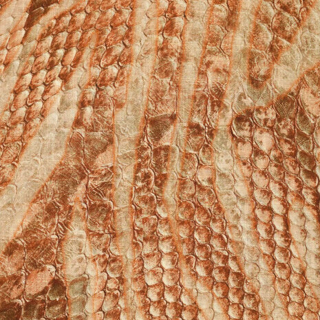 Viscose Linnen Digitaal Snakeskin Terracotta Viscose Linnen Digitaal Snakeskin Terracotta