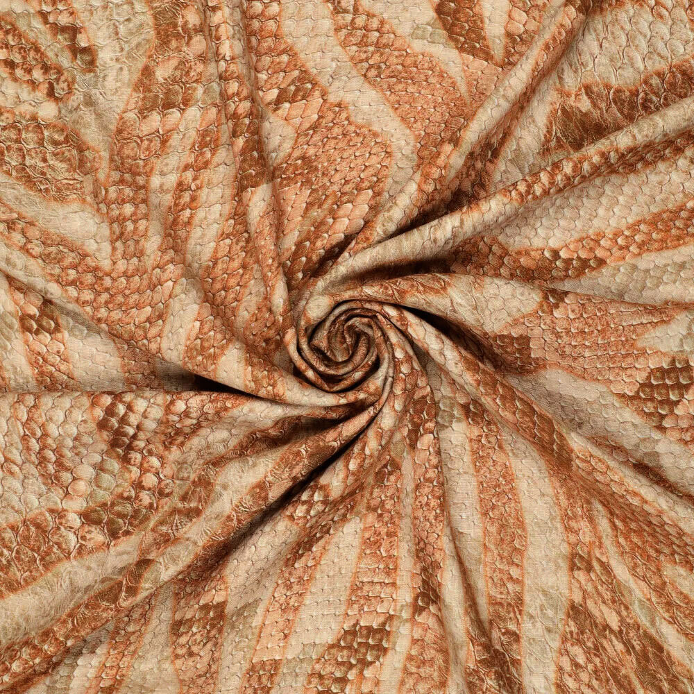 Viscose Linnen Digitaal Snakeskin Terracotta Viscose Linnen Digitaal Snakeskin Terracotta