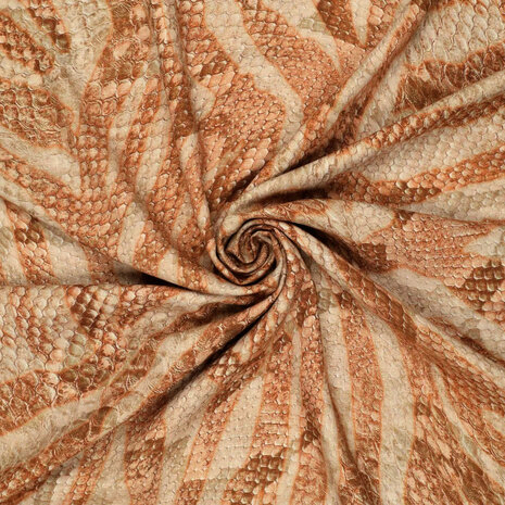 Viscosa Lino Digitale Pelle di Serpente Terracotta Viscosa Lino Digitale Pelle di Serpente Terracotta