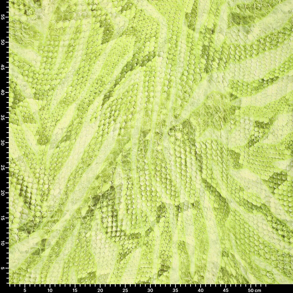 Viscose Linnen Digitaal Snakeskin Groen Viscose Linnen Digitaal Snakeskin Groen