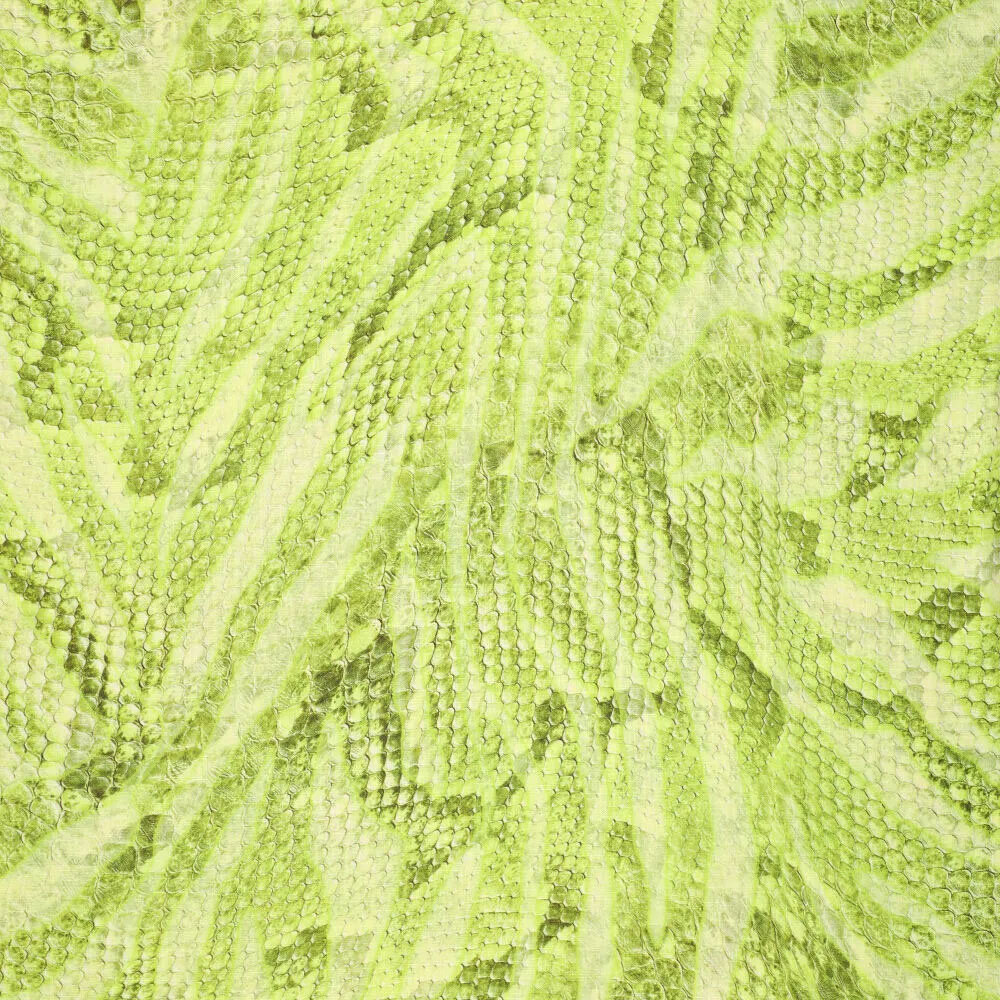 Viskose Leinen Digital Snakeskin Grün