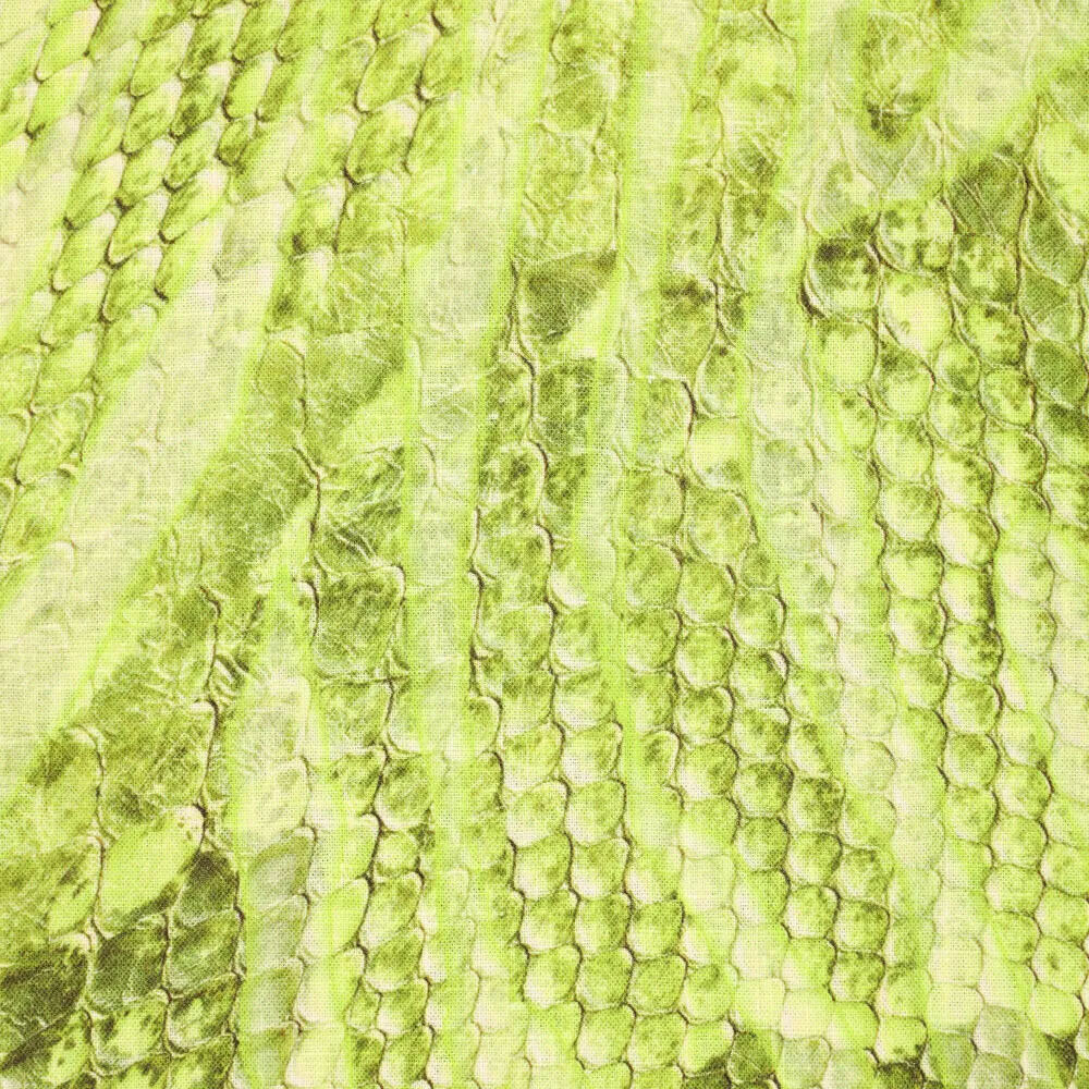 Viskose Leinen Digital Snakeskin Grün