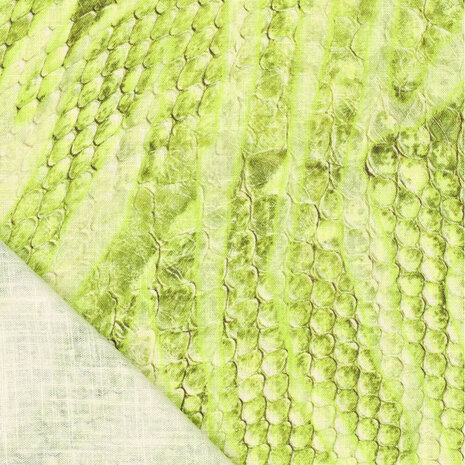 Viskose Leinen Digital Snakeskin Grün