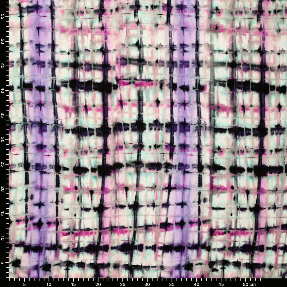 Viscose Lin Imprimé Numérique Te Dye Carreaux Violet