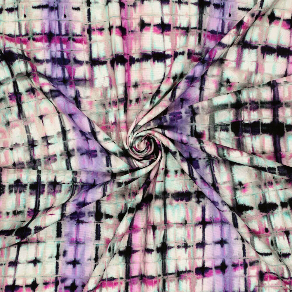 Viscose Linnen Digitaal Te Dye Check Paars