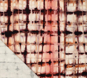 Viskose Leinen Digital Tie Dye Check Rosa