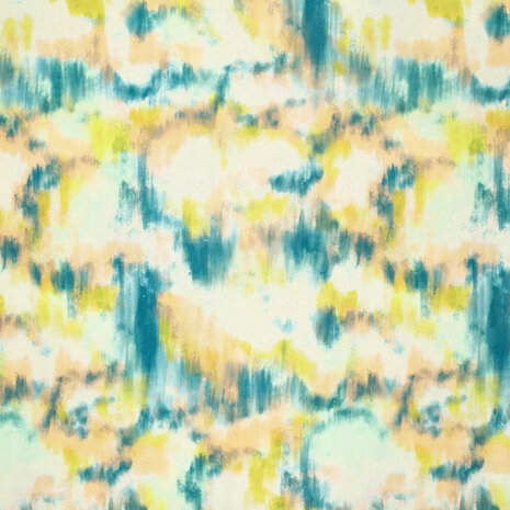 Viskose Leinen Digital  Brush Tie Dye Gelb Blau Viskose Leinen Digital  Brush Tie Dye Gelb Blau