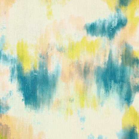Viscosa Lino Digitale Brush Te Dye Giallo Blu