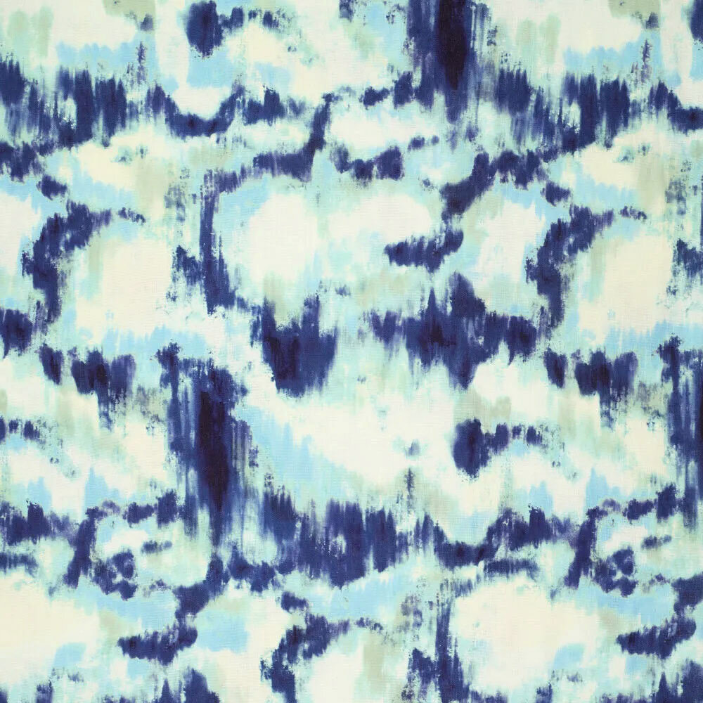 Viskose Leinen Digital  Brush Tie Dye Blau Viskose Leinen Digital  Brush Tie Dye Blau