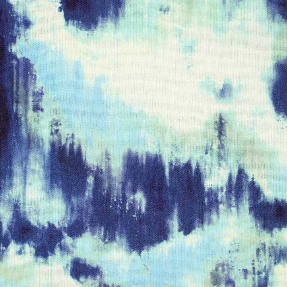 Viscose Linen Digital Brush Tie Dye Blue Viscose Linen Digital Brush Tie Dye Blue