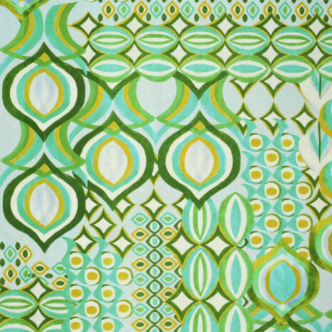 Viscose Linen Digital Drops Motives Green Viscose Linen Digital Drops Motives Green