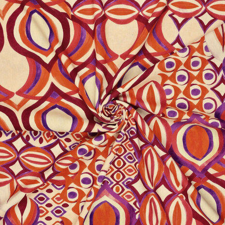 Viscose Linnen Digitaal Drops Motives Rood Viscose Linnen Digitaal Drops Motives Rood