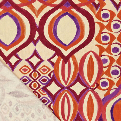 Viscose Linen Digital Drops Motives Red Viscose Linen Digital Drops Motives Red