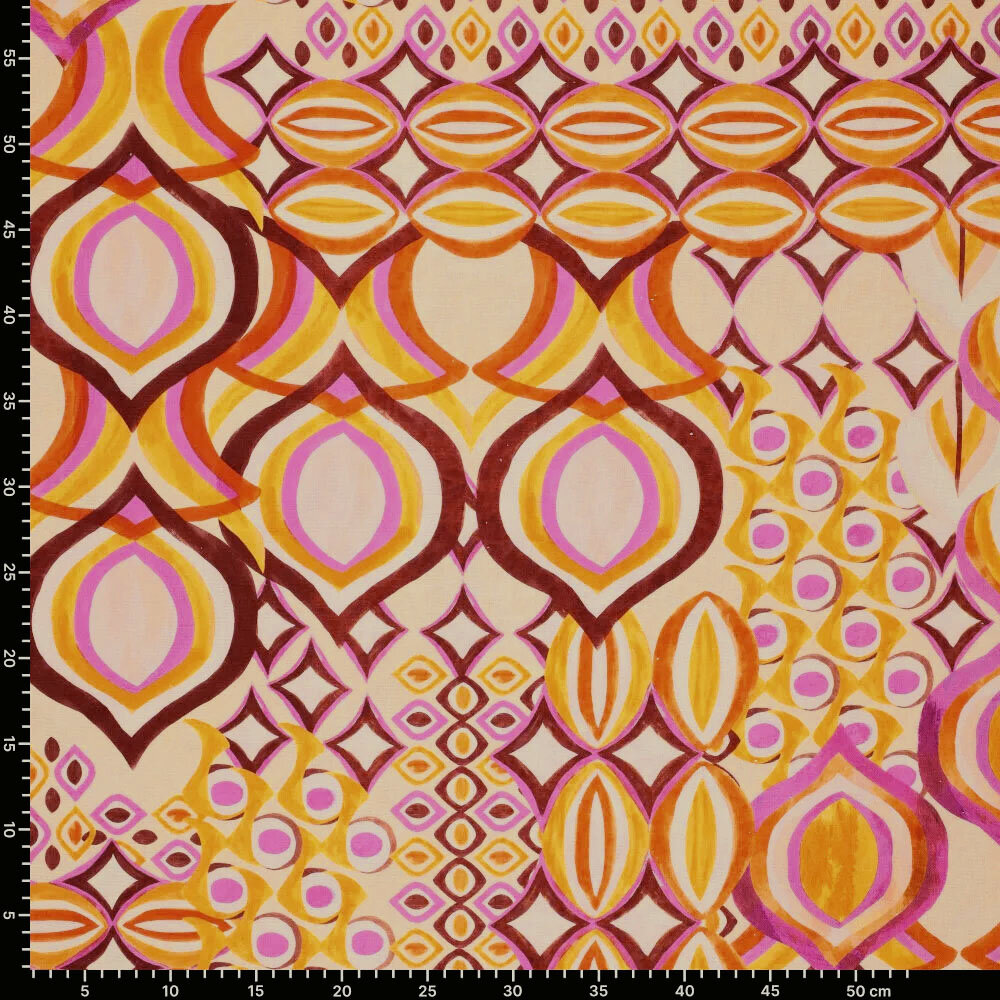 Viscose Lin Imprimé Numérique Drops Motives Rose Viscose Lin Imprimé Numérique Drops Motives Rose