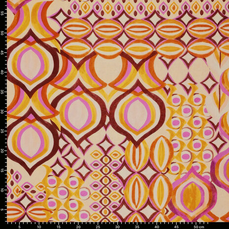 Viskose Leinen Digital  Drops Motives Rosa