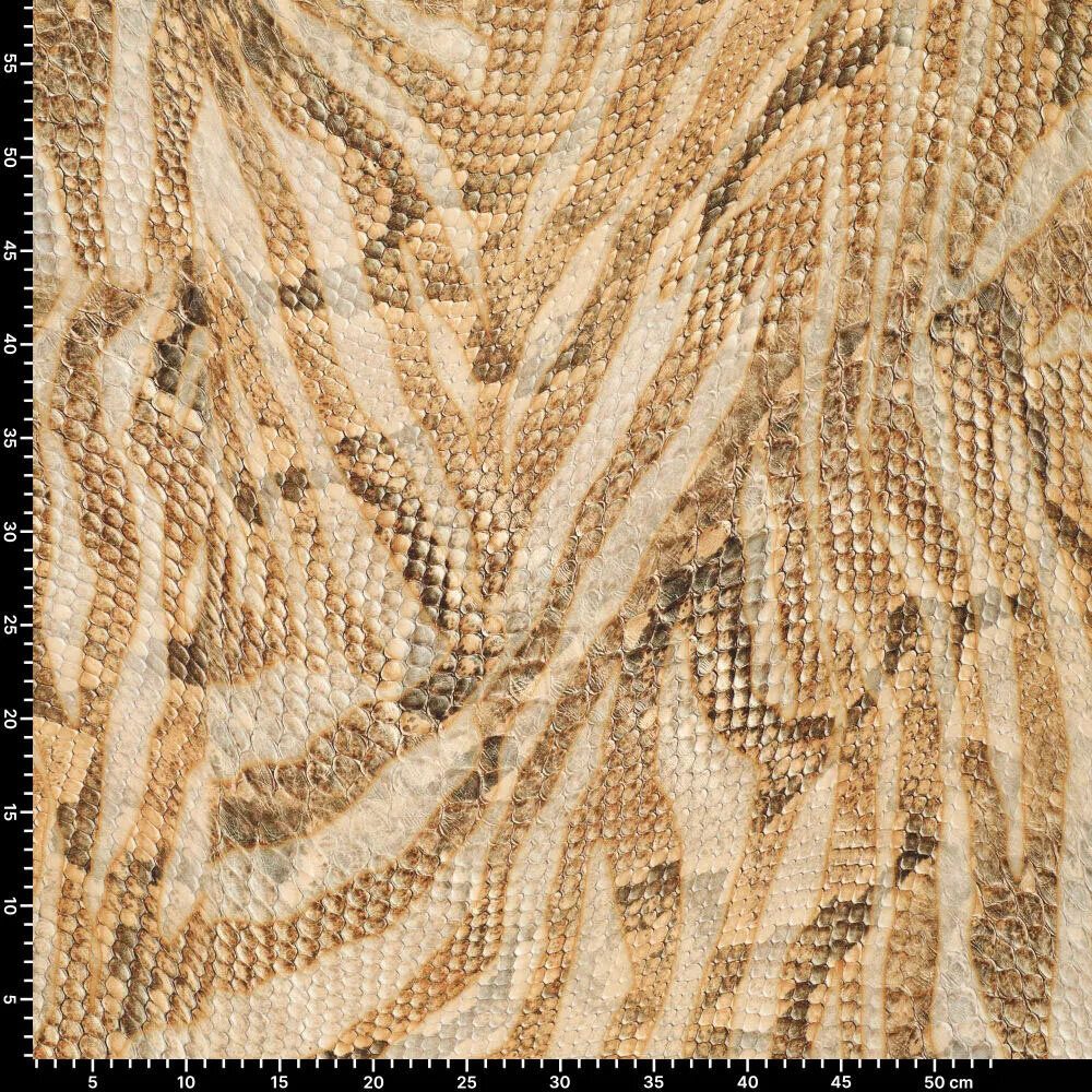 Digital Stretch Cotton Glossy Snakeskin Brown