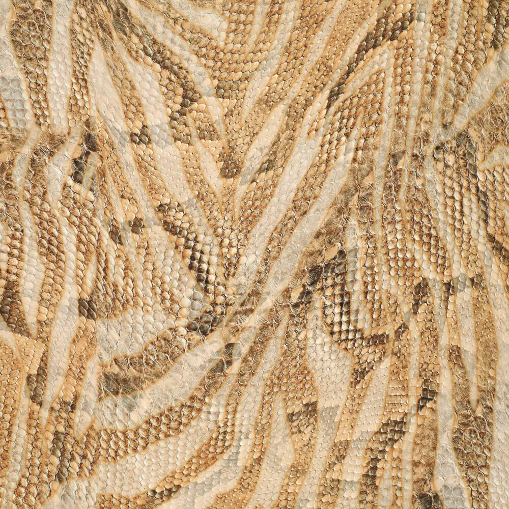 Digitaal Stretch Katoen Glossy Snakeskin Bruin
