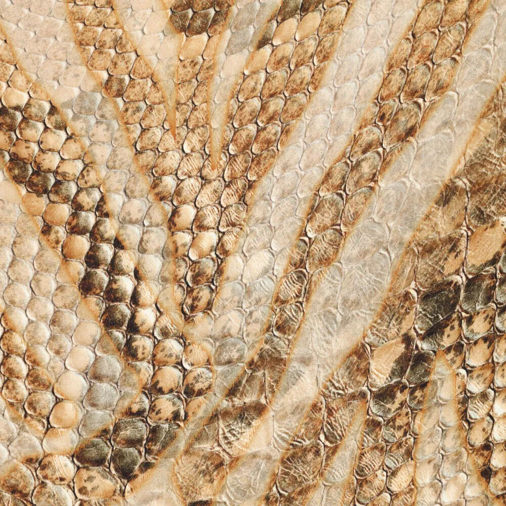 Digitaal Stretch Katoen Glossy Snakeskin Bruin