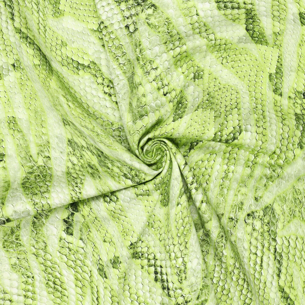 Digitaal Stretch Katoen Glossy Snakeskin Groen Digitaal Stretch Katoen Glossy Snakeskin Groen