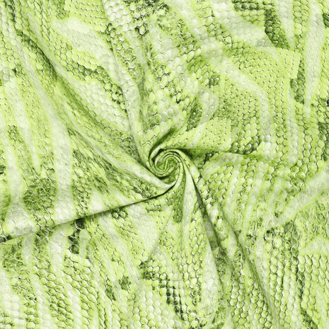 Digital Algodón Elástico Glossy Piel de Serpiente Verde