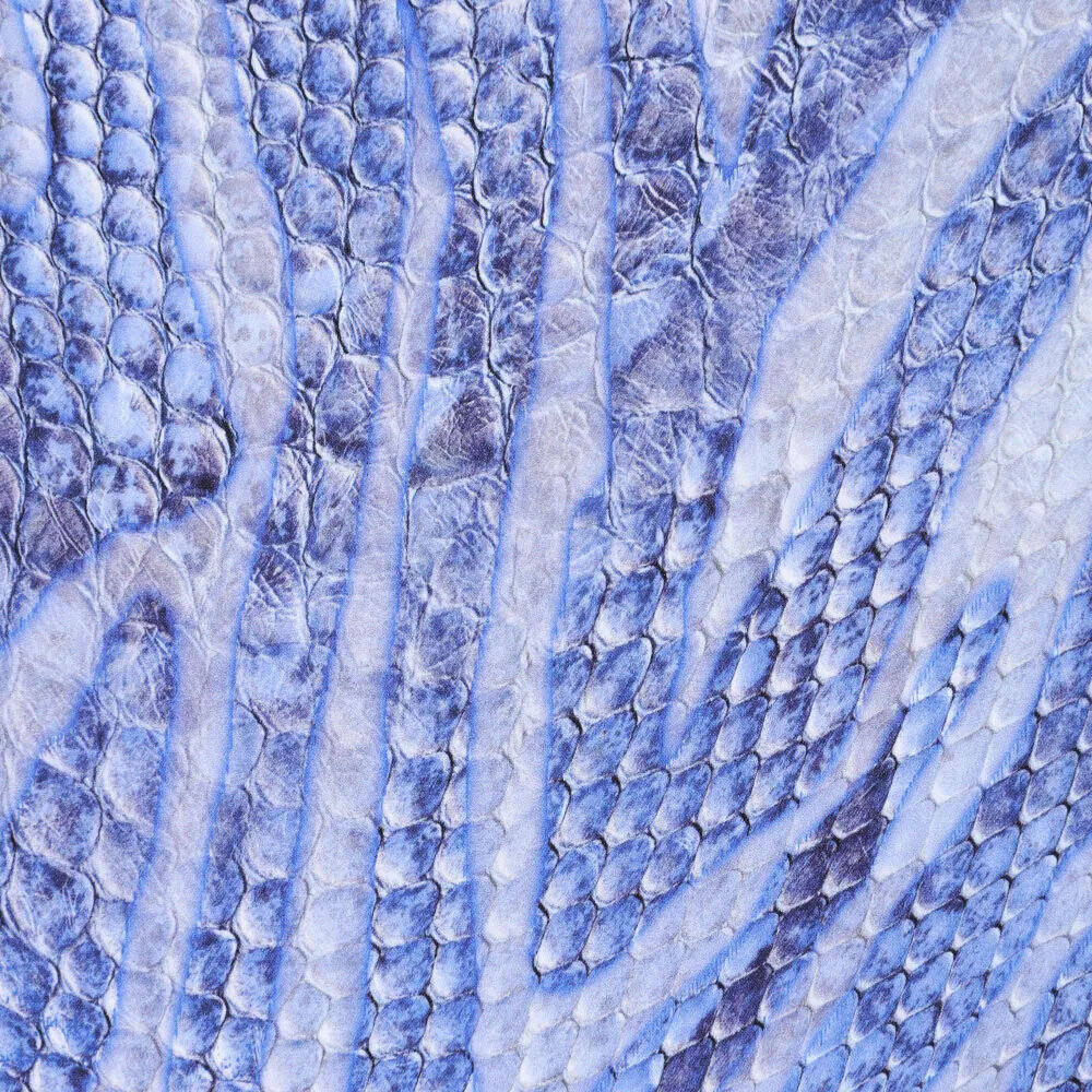 Digitaal Stretch Katoen Glossy Snakeskin Blauw
