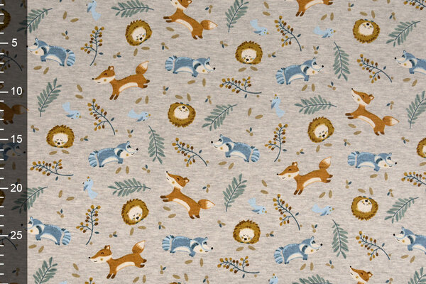 Oeko-Tex®  Jogging Alpenfleece Fox and Friends Grijs