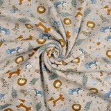 Oeko-Tex®  Sweatstoff Alpenfleece Fox and Friends Grau Oeko-Tex®  Sweatstoff Alpenfleece Fox and Friends Grau