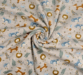 Oeko-Tex®  Sweatstoff Alpenfleece Fox and Friends Grau Oeko-Tex®  Sweatstoff Alpenfleece Fox and Friends Grau