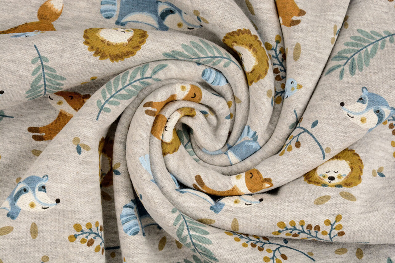 Oeko-Tex®  Jogging Alpenfleece Fox and Friends Grijs