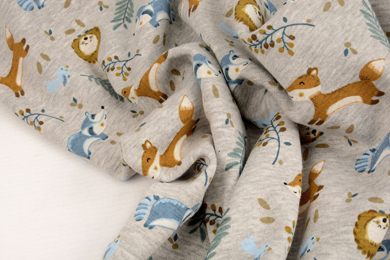 Oeko-Tex®  Jogging Alpenfleece Fox and Friends Grijs