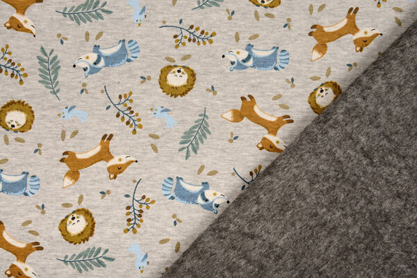 Oeko-Tex®  Jogging Alpenfleece Fox and Friends Grijs