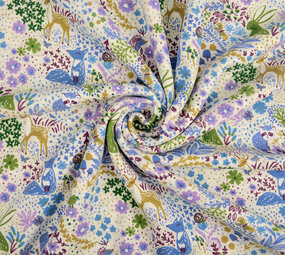Oeko-Tex®  Sweatstoff Alpenfleece Forest Animals Creme Melange Oeko-Tex®  Sweatstoff Alpenfleece Forest Animals Creme Melange