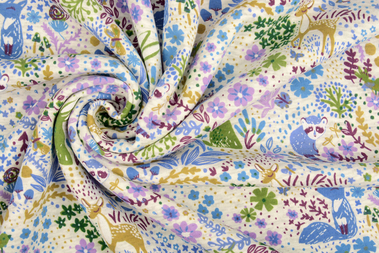 Oeko-Tex®  Jogging Alpenfleece Forest Animals Creme Melange