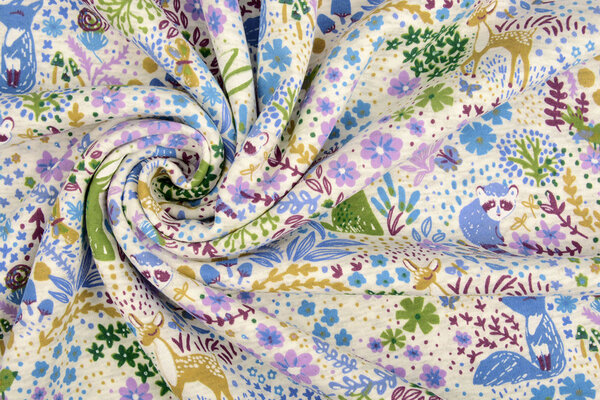 Oeko-Tex®  Jogging Alpenfleece Forest Animals Creme Melange