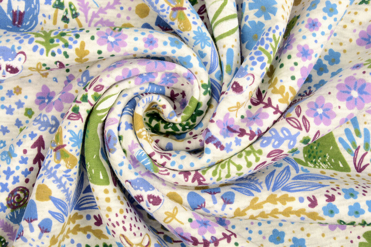 Oeko-Tex®  Jogging Alpenfleece Forest Animals Creme Melange