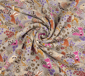 Oeko-Tex®  Sweatstoff Alpenfleece Forest Animals Grau Melange Oeko-Tex®  Sweatstoff Alpenfleece Forest Animals Grau Melange