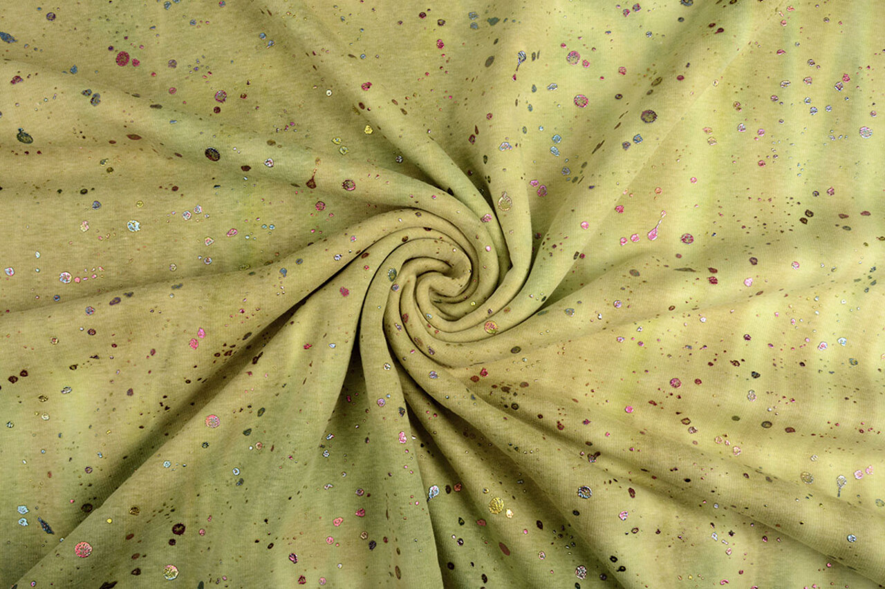 Oeko-Tex® Tejido de Sudadera de Polar Alpino Tie Dye Drops Verde Oeko-Tex® Tejido de Sudadera de Polar Alpino Tie Dye Drops Verde