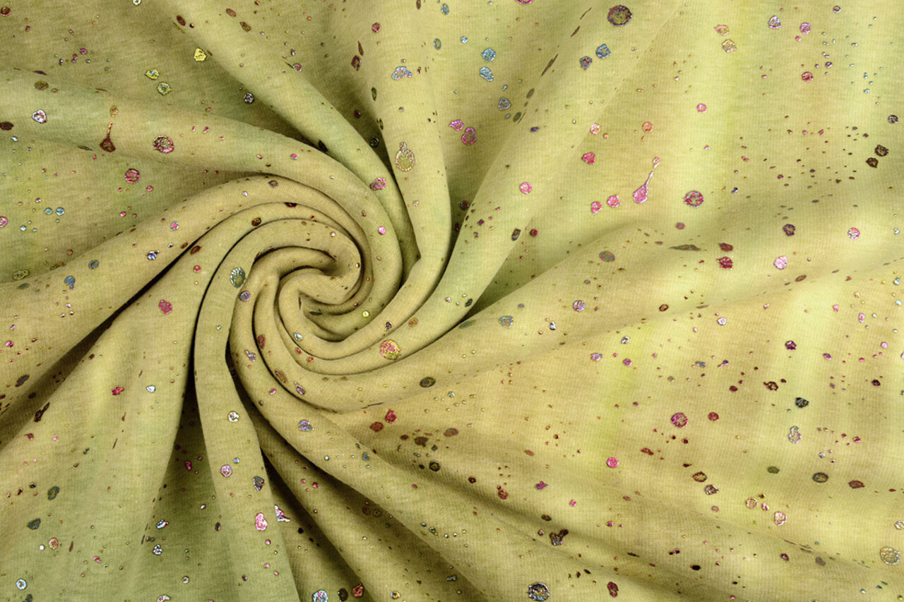 Oeko-Tex® Tejido de Sudadera de Polar Alpino Tie Dye Drops Verde Oeko-Tex® Tejido de Sudadera de Polar Alpino Tie Dye Drops Verde