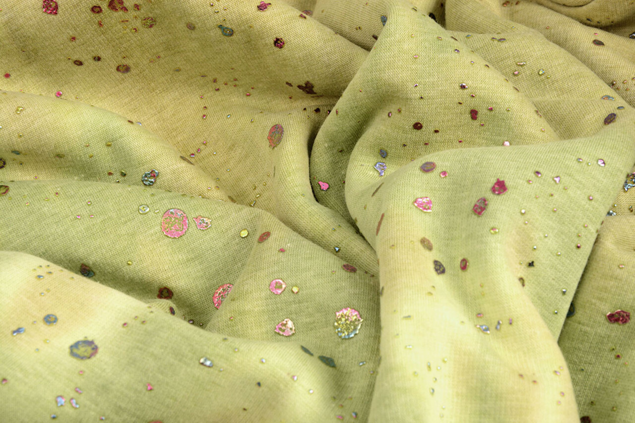 Oeko-Tex®  Sweatstoff Alpenfleece Tie Dye Drops Grün Oeko-Tex®  Sweatstoff Alpenfleece Tie Dye Drops Grün