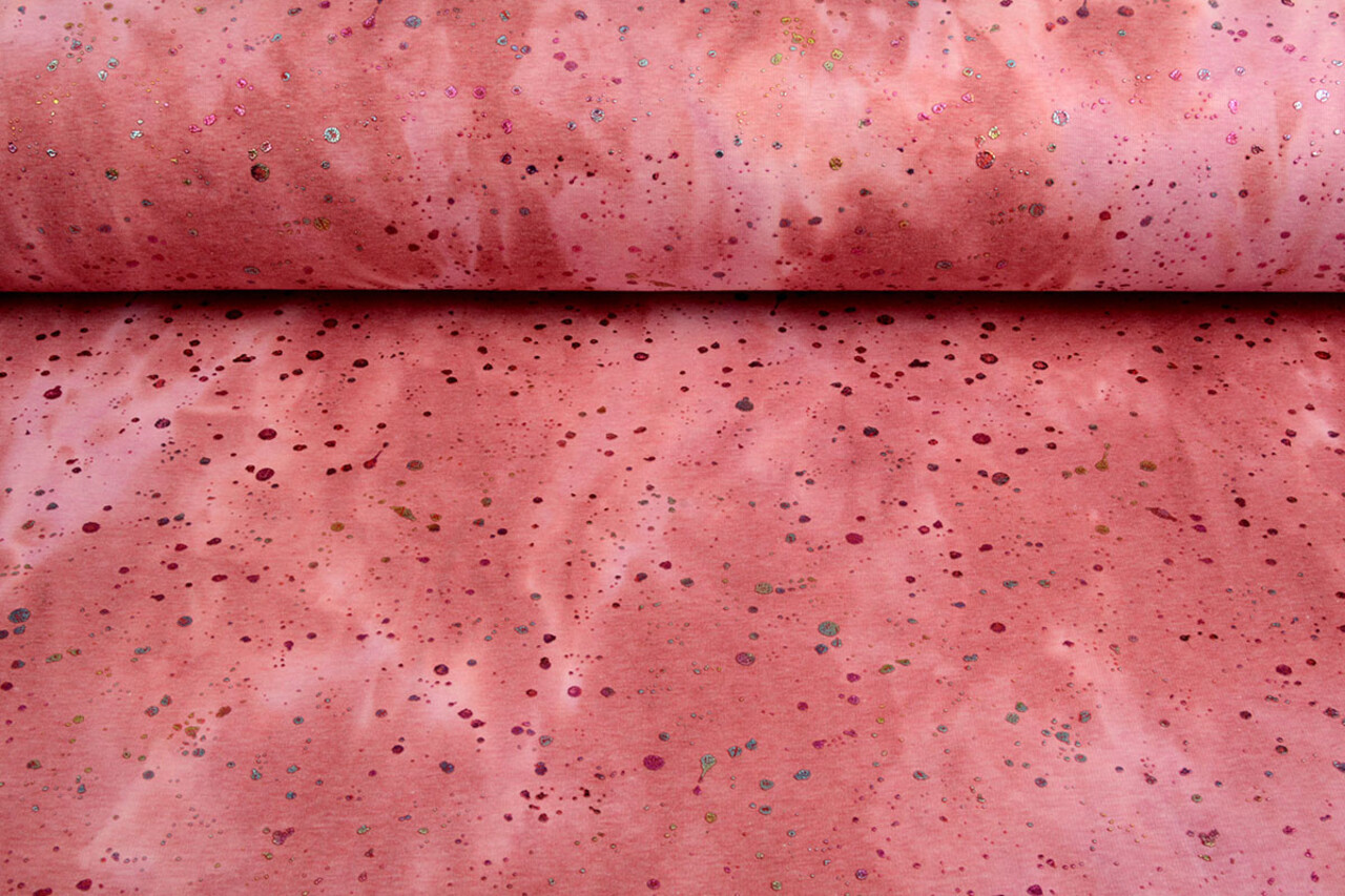 Oeko-Tex®  Jogging Alpenfleece Tie Dye Drops Pink Oeko-Tex®  Jogging Alpenfleece Tie Dye Drops Pink
