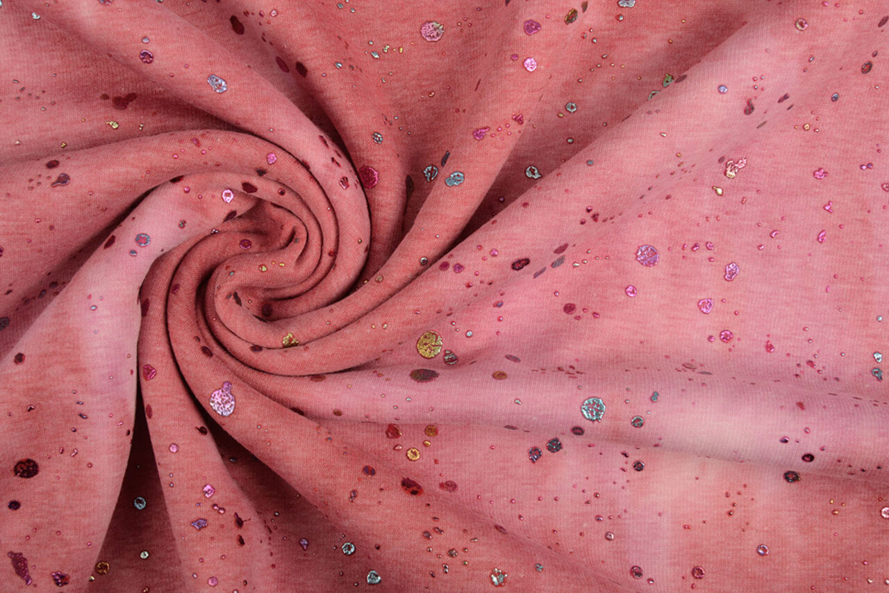 Oeko-Tex®  Sweatstoff Alpenfleece Tie Dye Drops Rosa