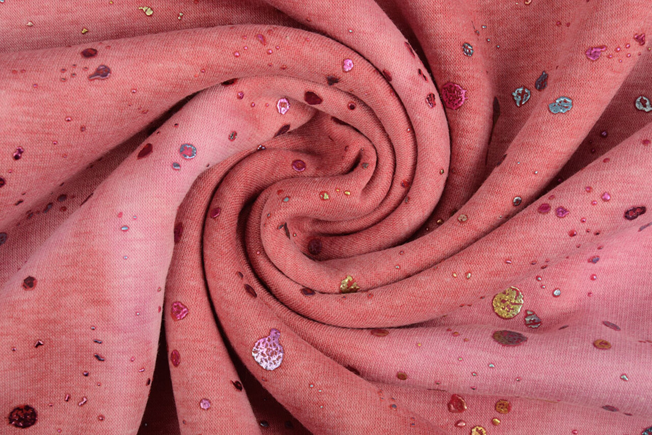 Oeko-Tex®  Jogging Alpenfleece Tie Dye Drops Roze Oeko-Tex®  Jogging Alpenfleece Tie Dye Drops Roze