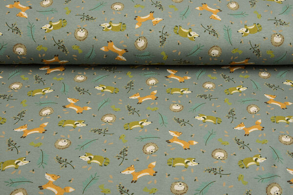 Oeko-Tex®  Jogging Alpenfleece Fox and Friends Groen Oeko-Tex®  Jogging Alpenfleece Fox and Friends Groen