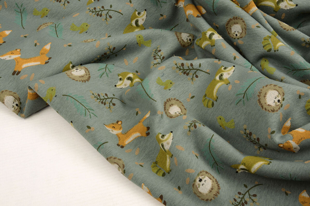 Oeko-Tex®  Jogging Alpenfleece Fox and Friends Groen Oeko-Tex®  Jogging Alpenfleece Fox and Friends Groen