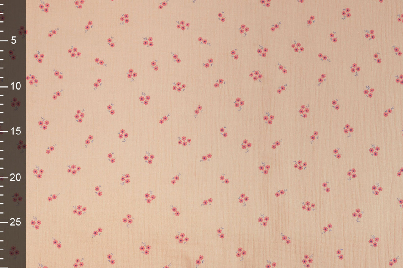 Oeko-Tex®  Double Gauze Fabric Flowers Haily Salmon Oeko-Tex®  Double Gauze Fabric Flowers Haily Salmon
