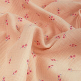 Oeko-Tex®  Hydrofiel Stof Mini Bloemen Haily Zalm Oeko-Tex®  Hydrofiel Stof Mini Bloemen Haily Zalm